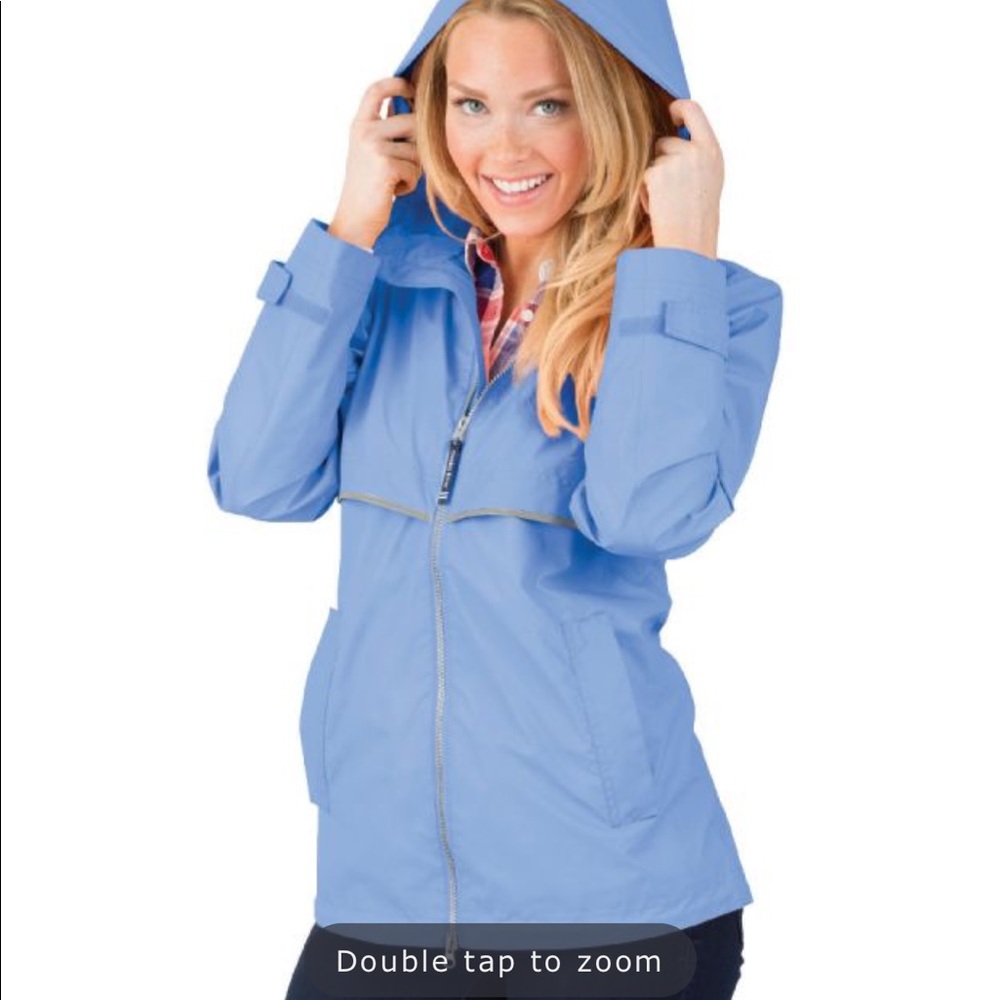 Periwinkle Charles River rain jacket